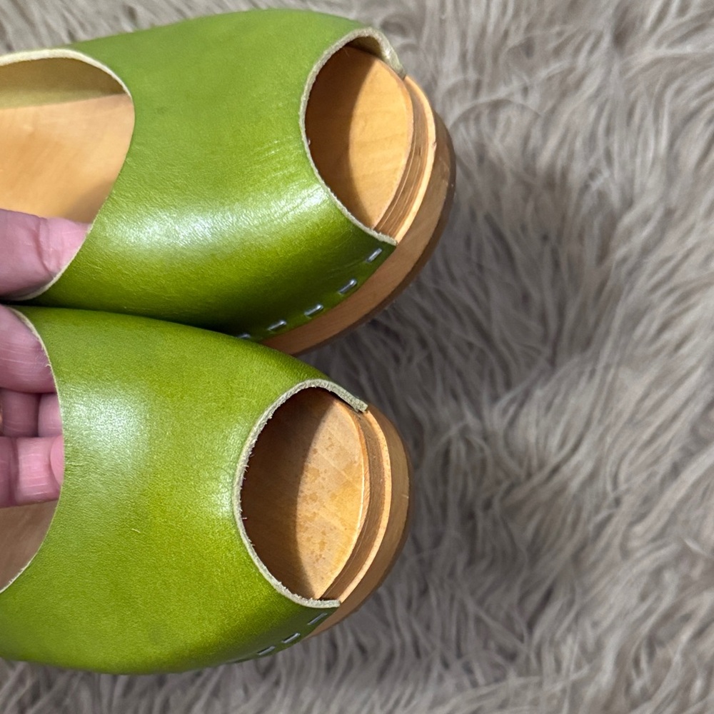 Swedish Hasbeens Olive Green Slingback Clogs size 8.5 - Picture 9 of 12